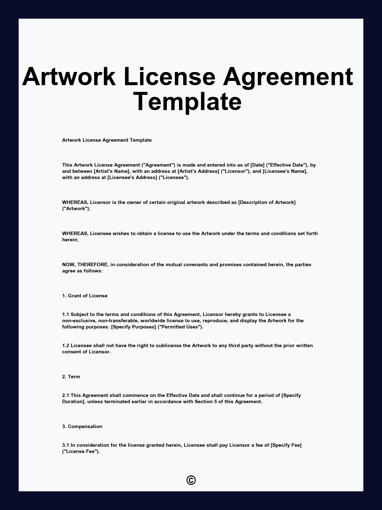 Artwork License Agreement Template