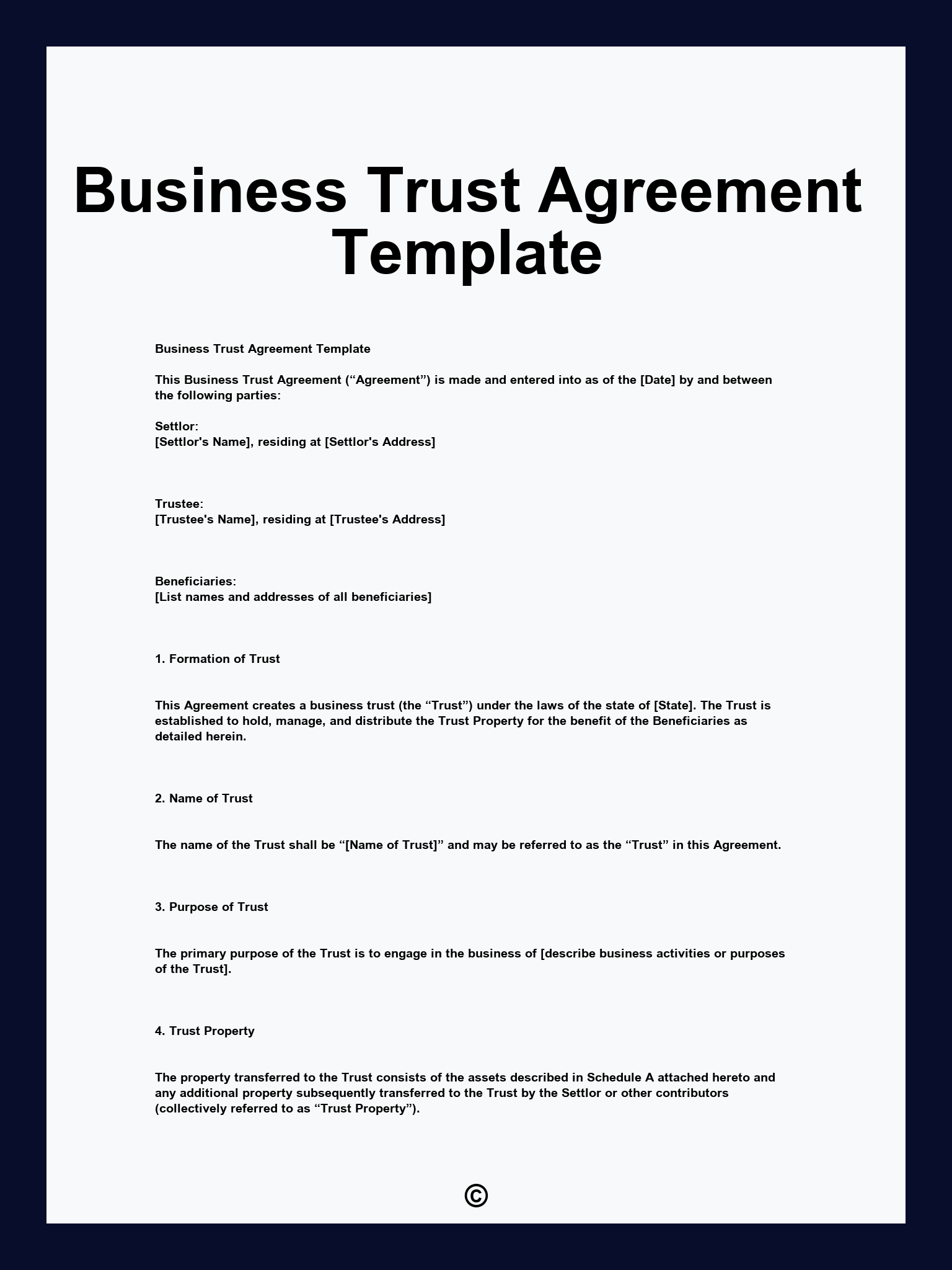 Business Trust Agreement Template