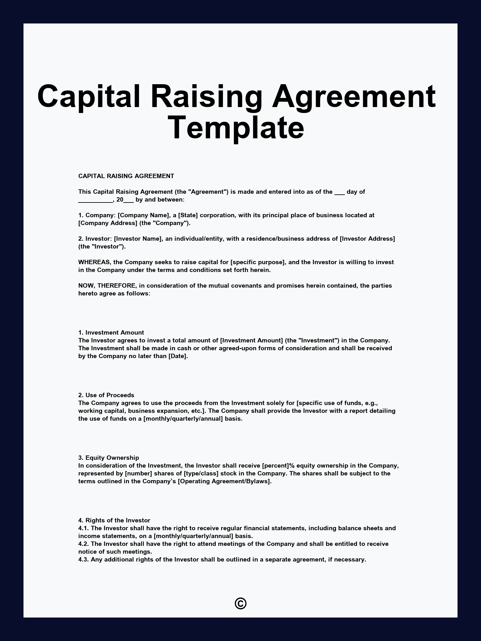 Capital Raising Agreement Template