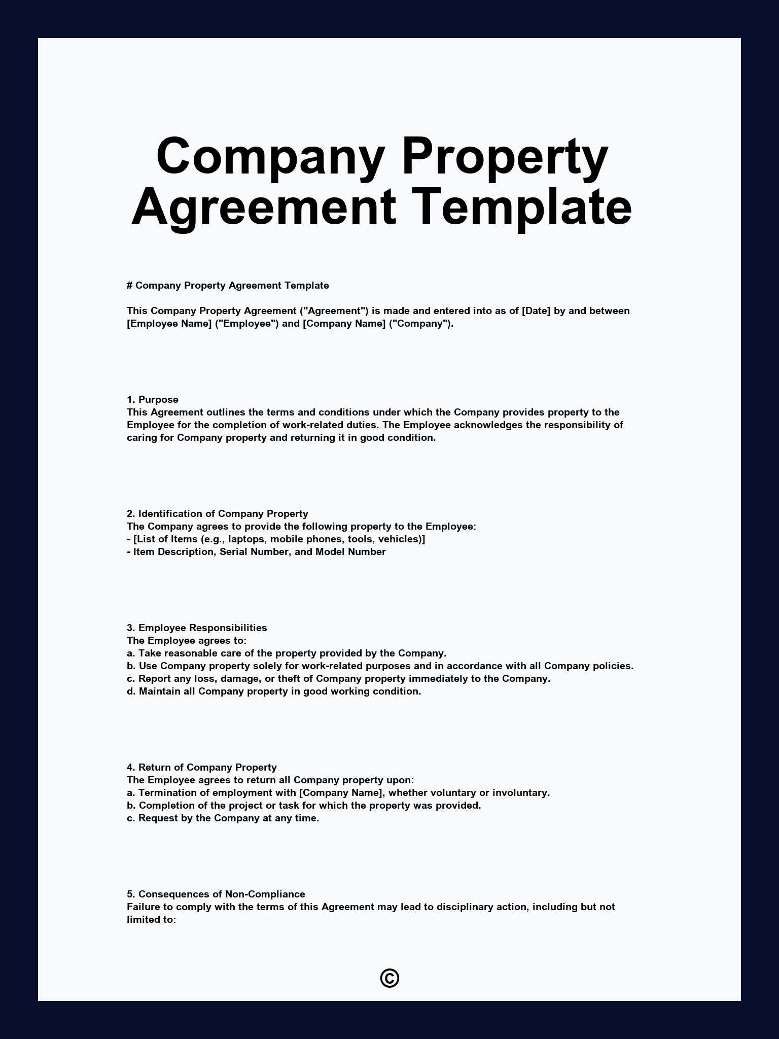 Company Property Agreement Template