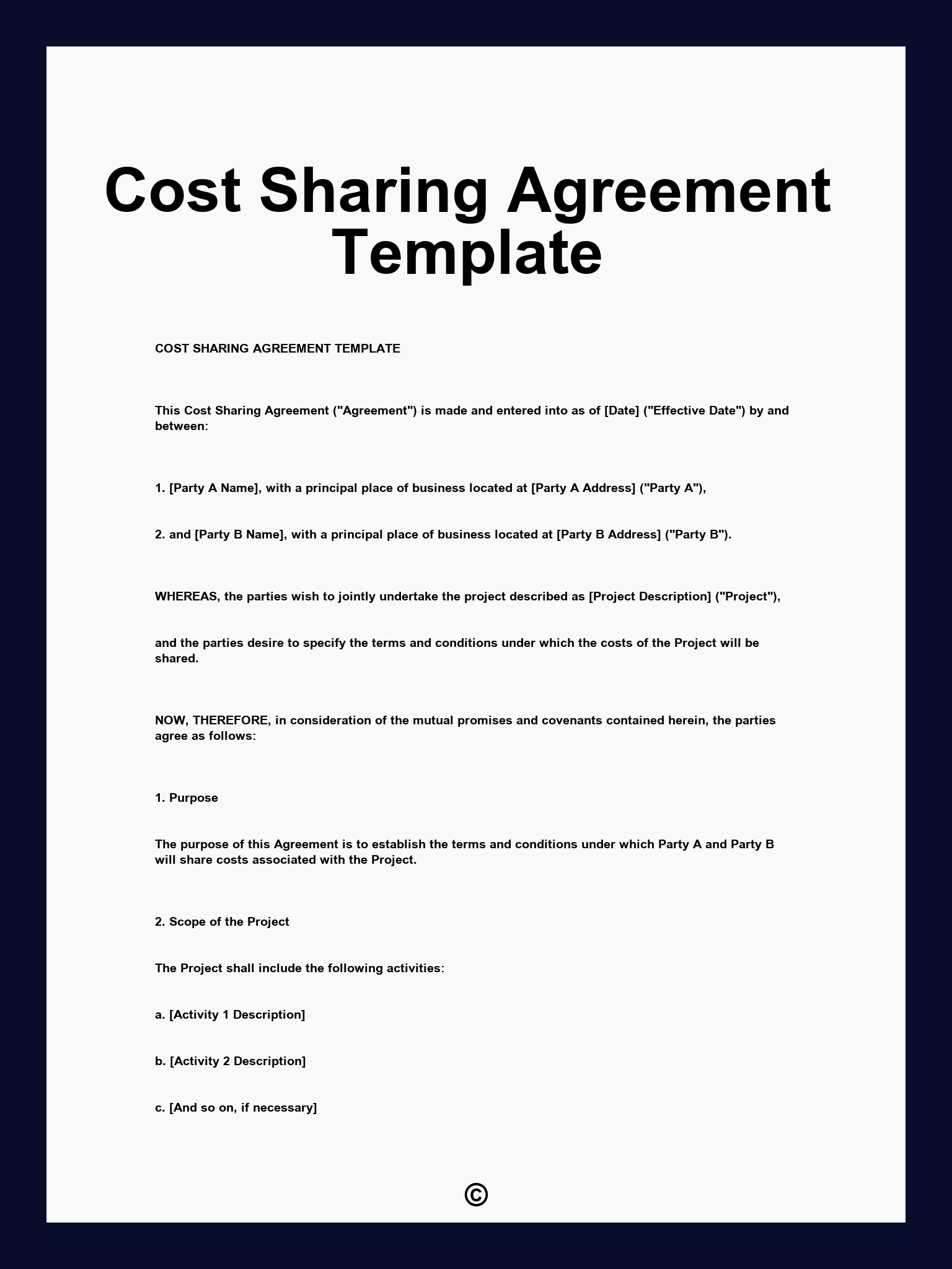 Cost Sharing Agreement Template
