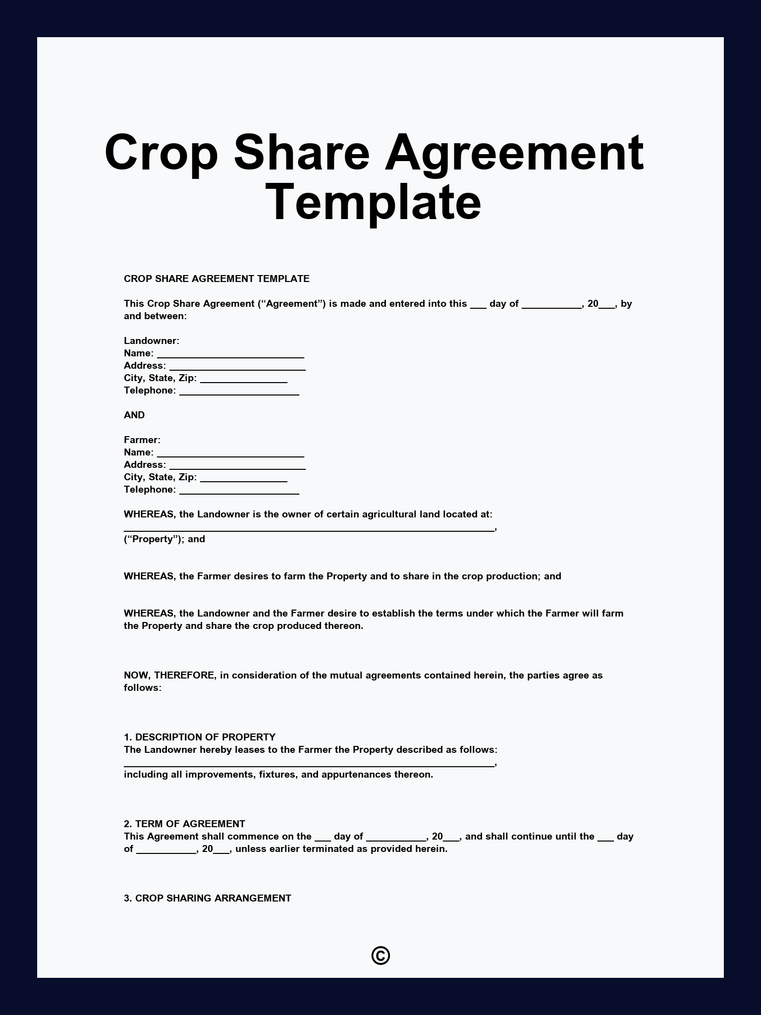 Crop Share Agreement Template