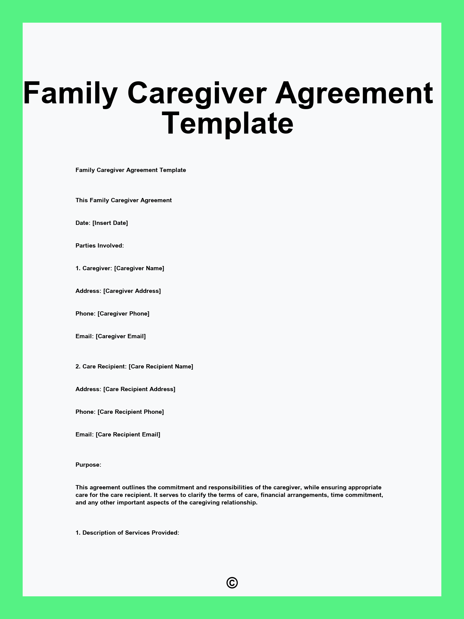 Family Caregiver Agreement Template