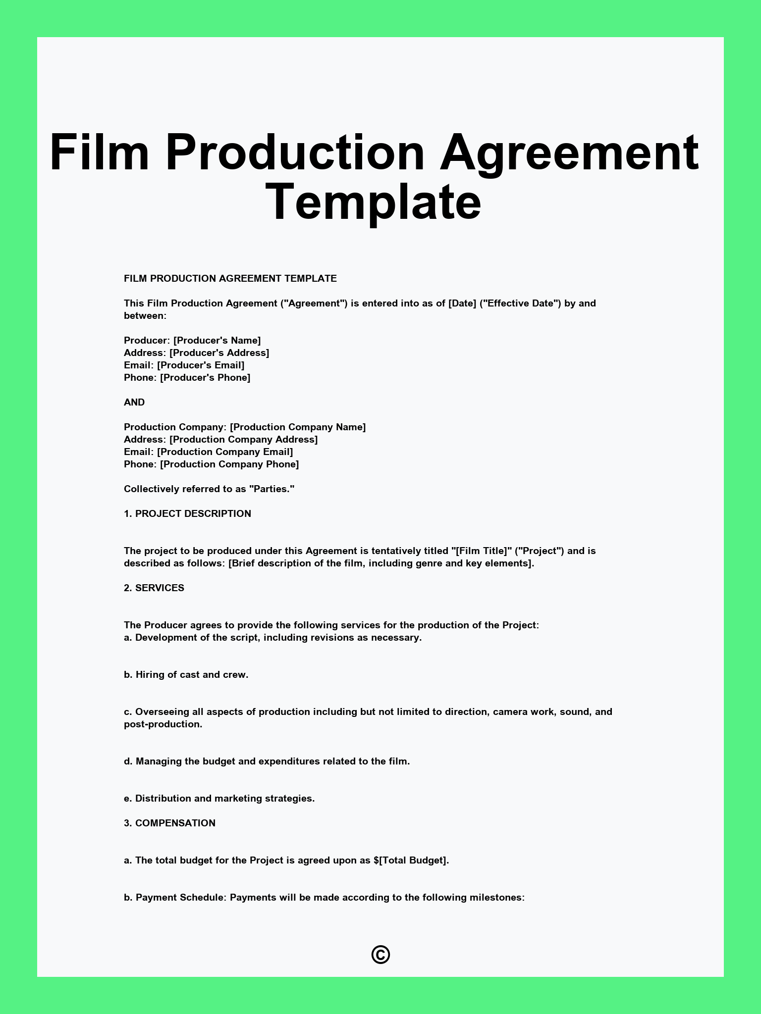 Film Production Agreement Template