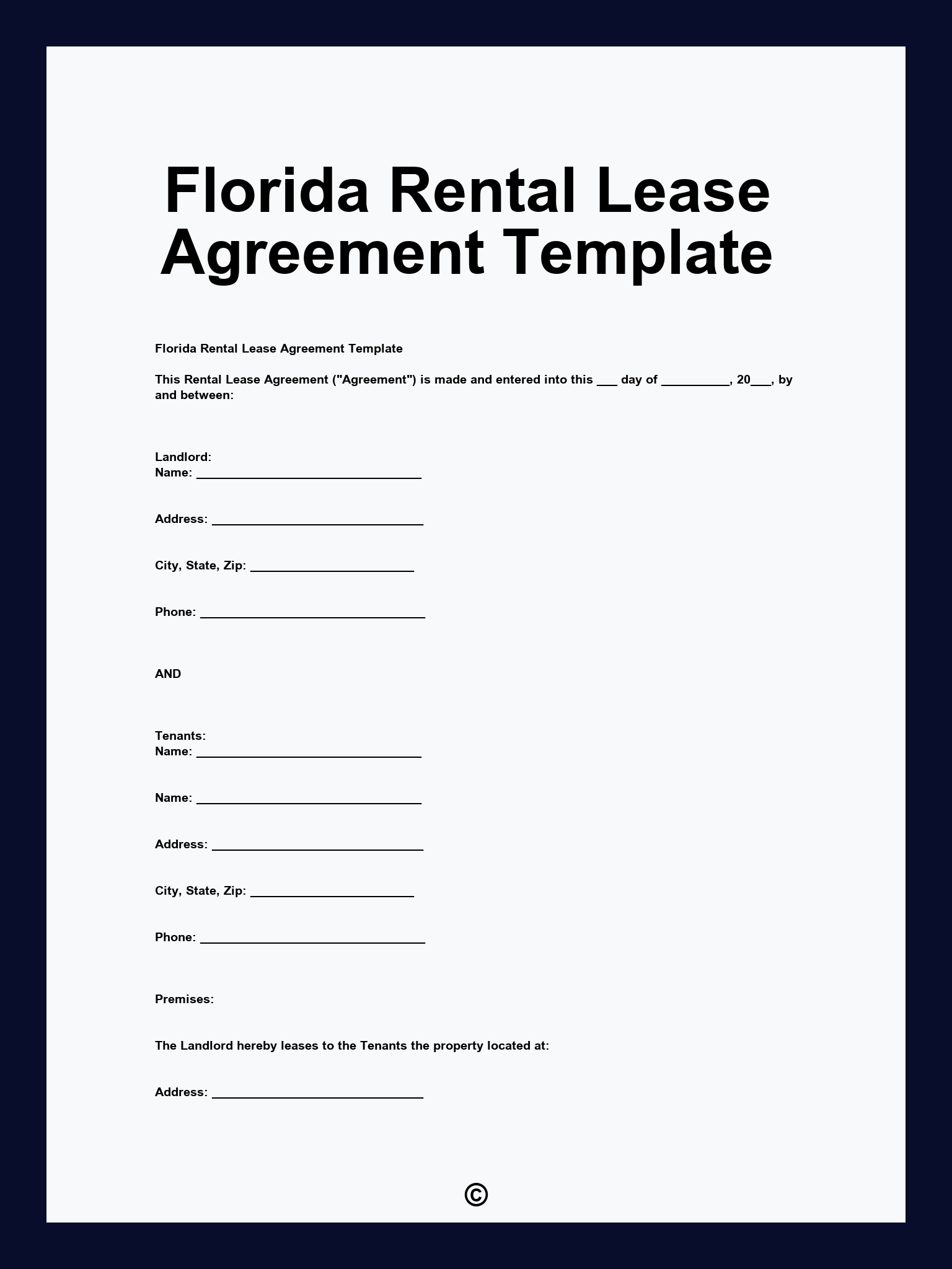 Florida Rental Lease Agreement Template