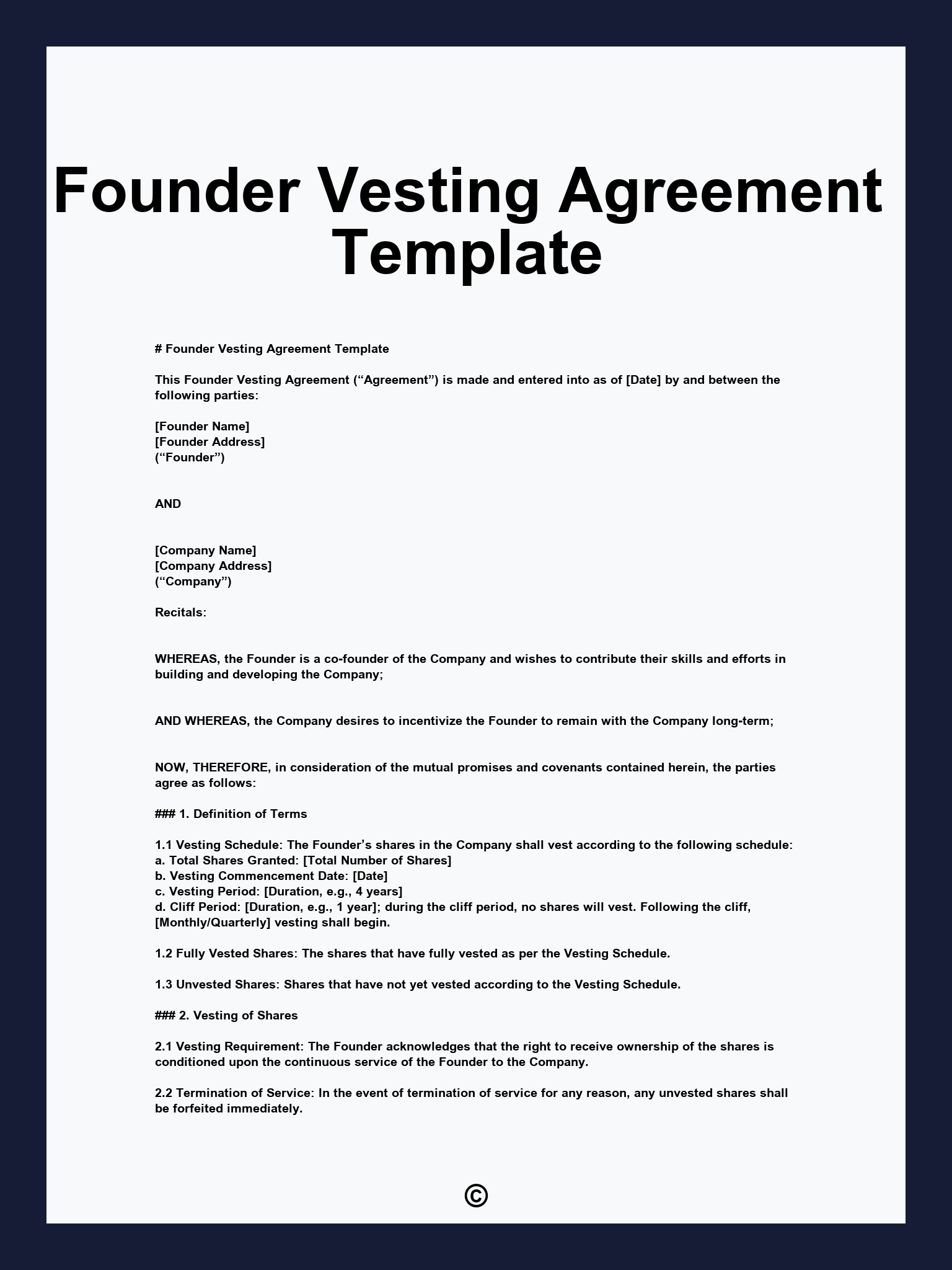 Founder Vesting Agreement Template