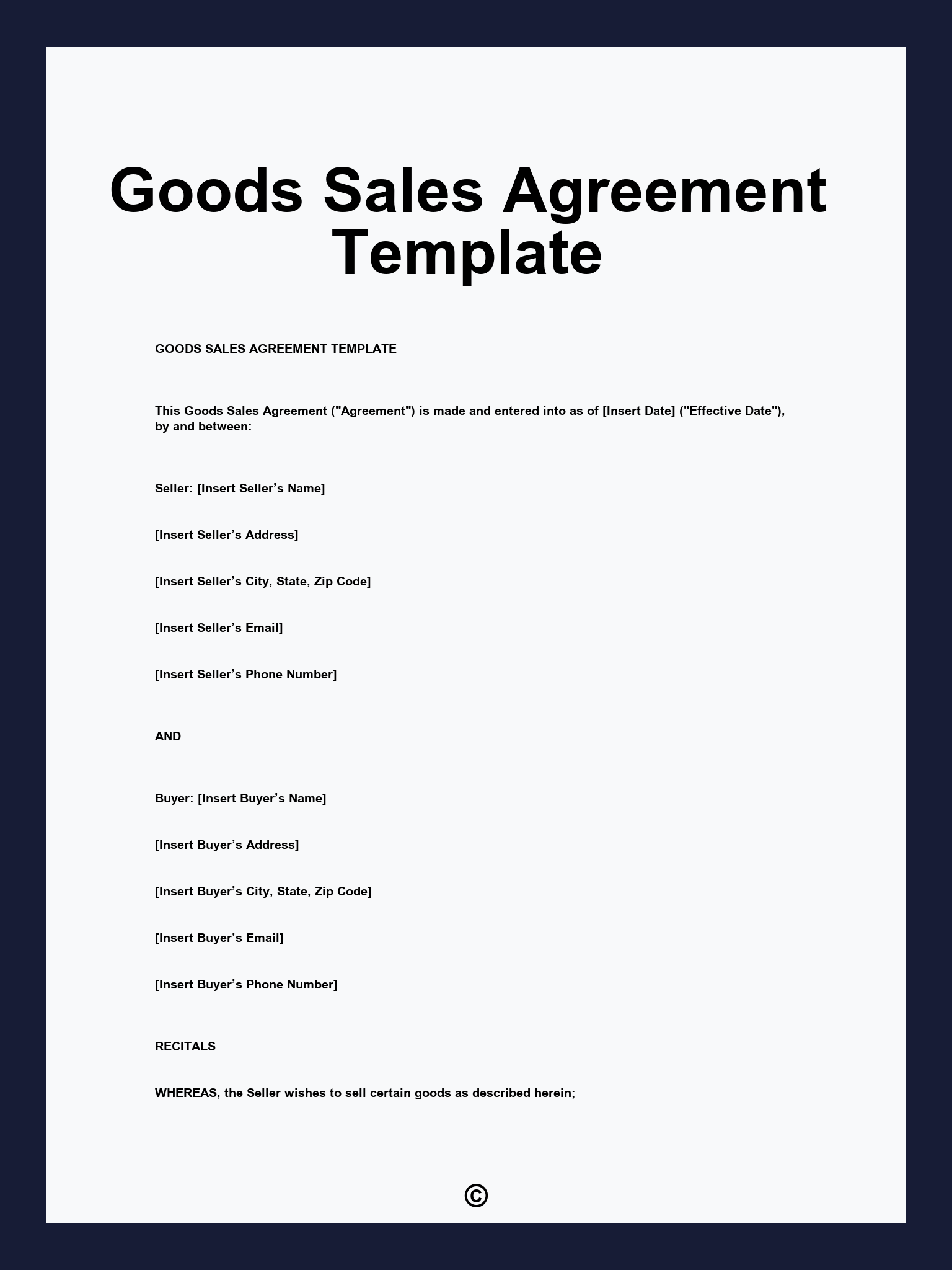 Goods Sales Agreement Template