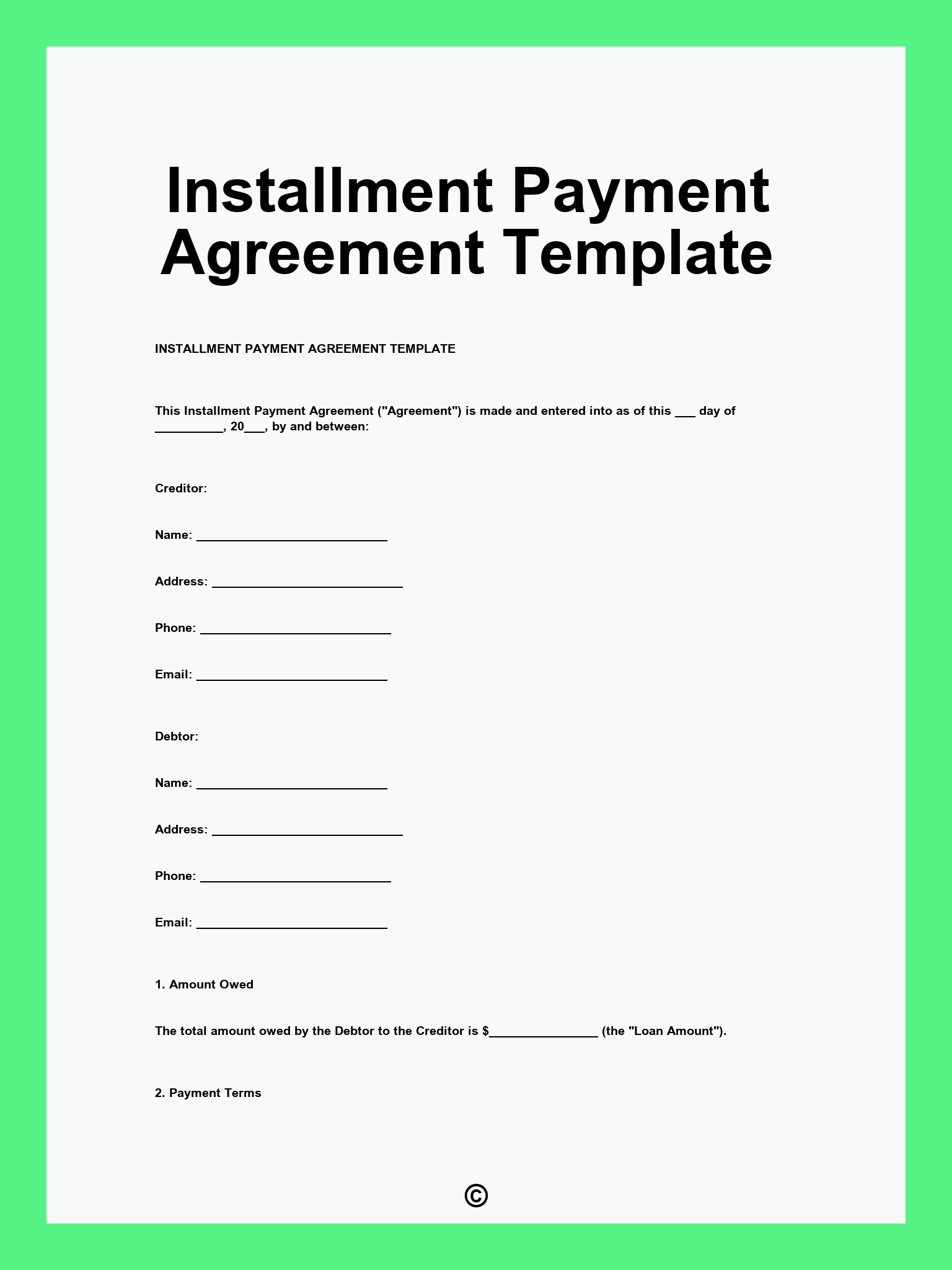 Installment Payment Agreement Template