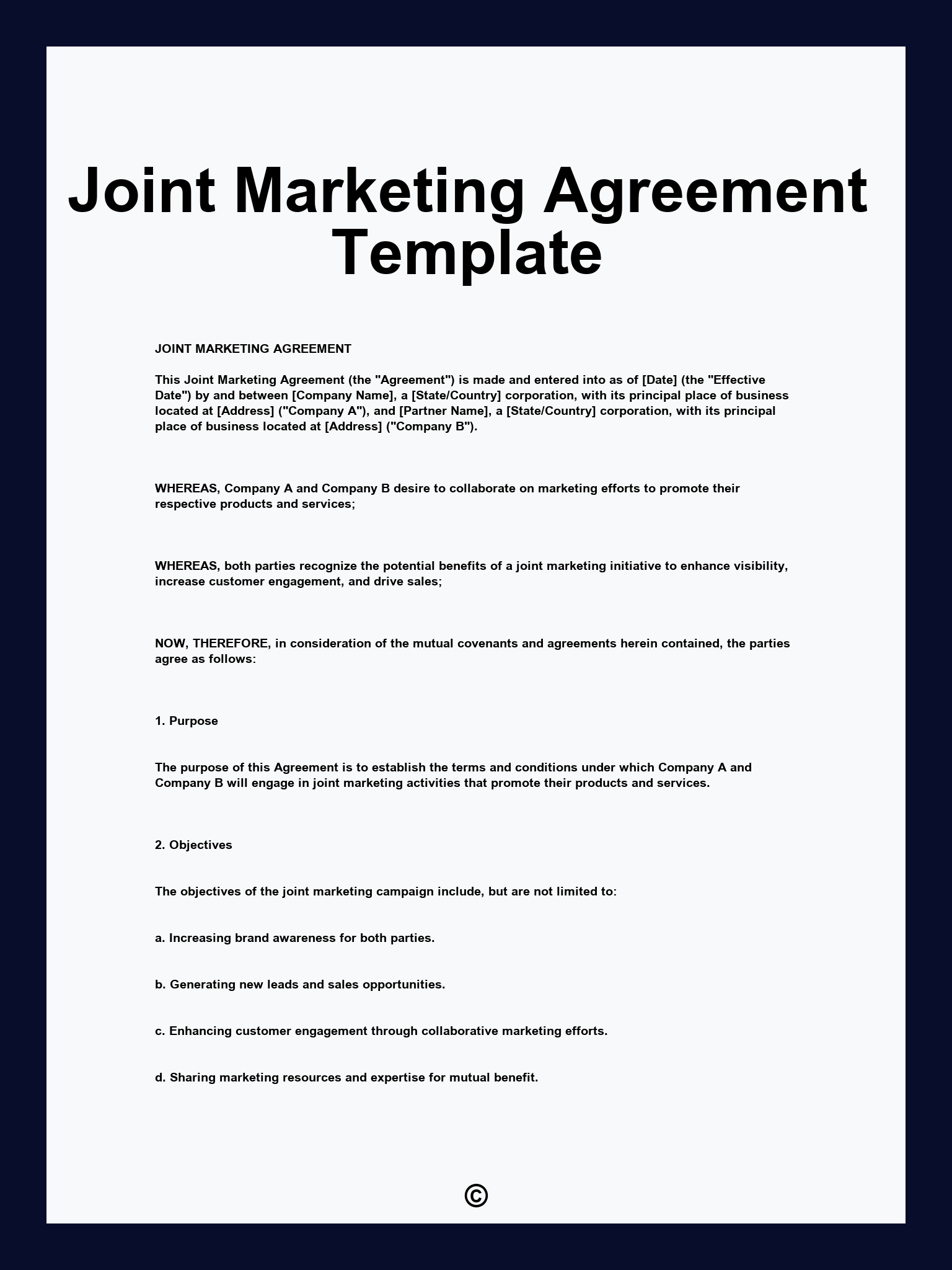 Joint Marketing Agreement Template
