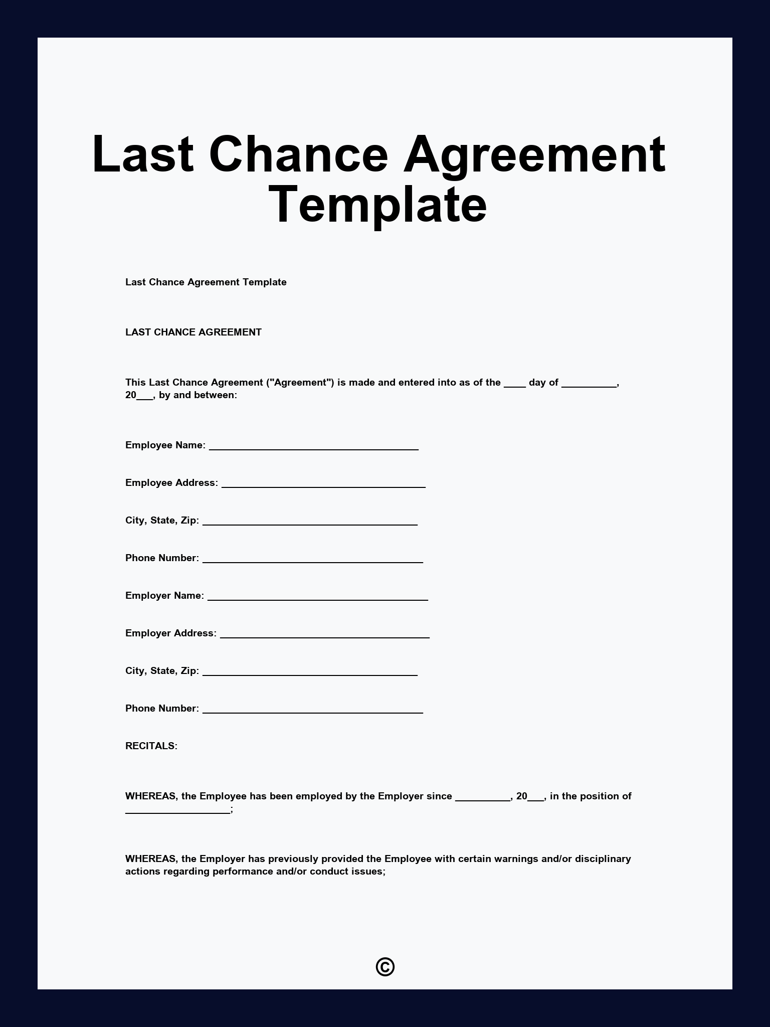 Last Chance Agreement Template