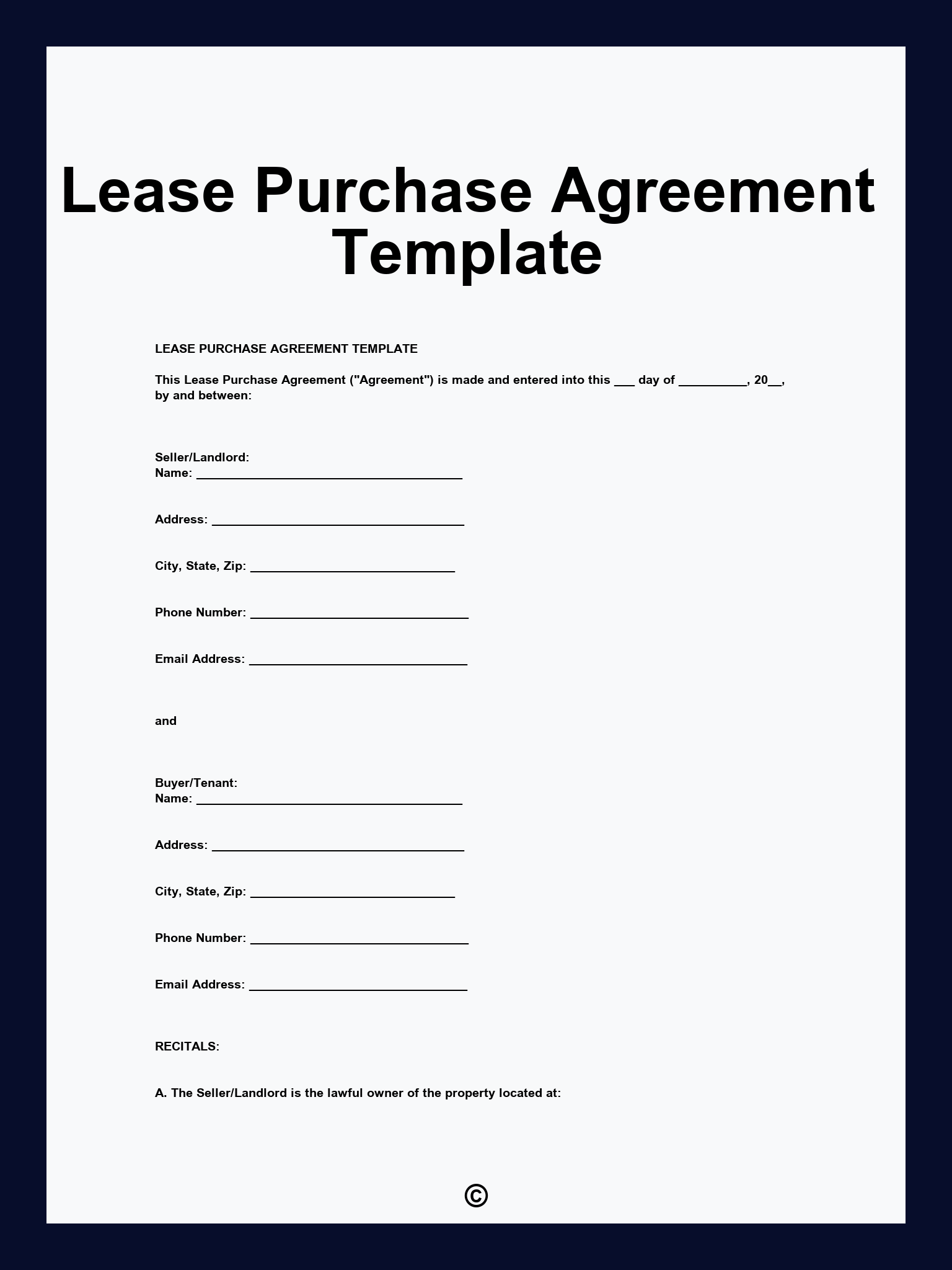 Lease Purchase Agreement Template