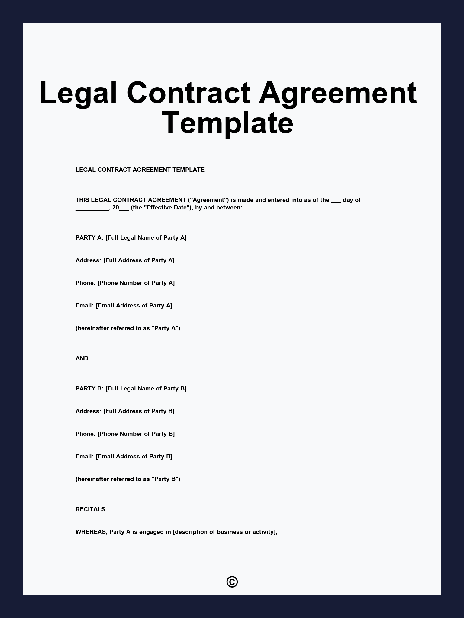 Legal Contract Agreement Template