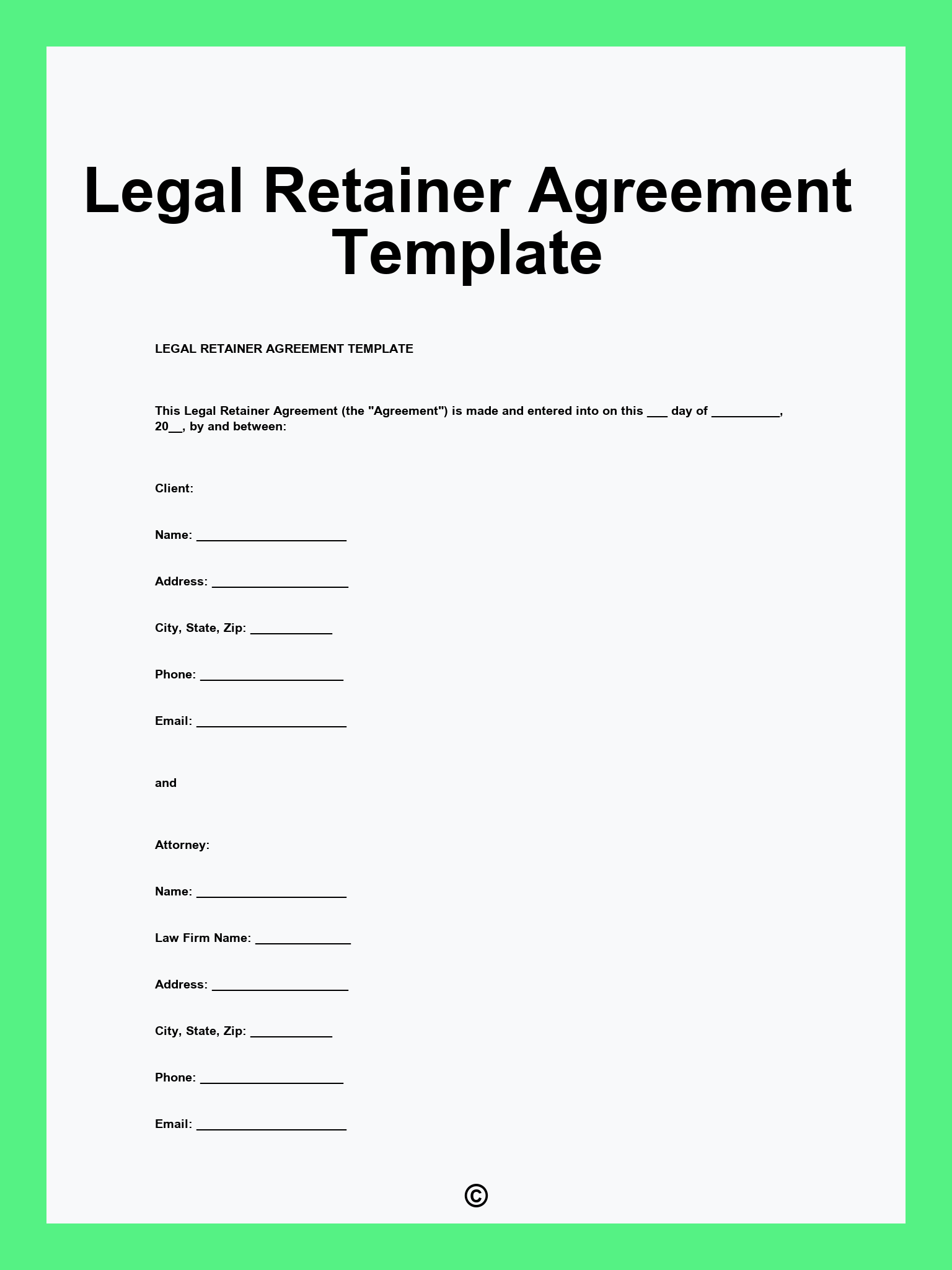 Legal Retainer Agreement Template