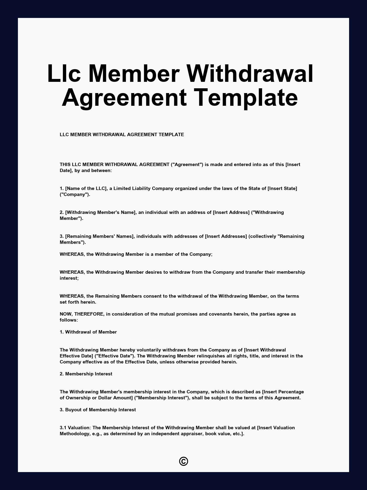 Llc Member Withdrawal Agreement Template
