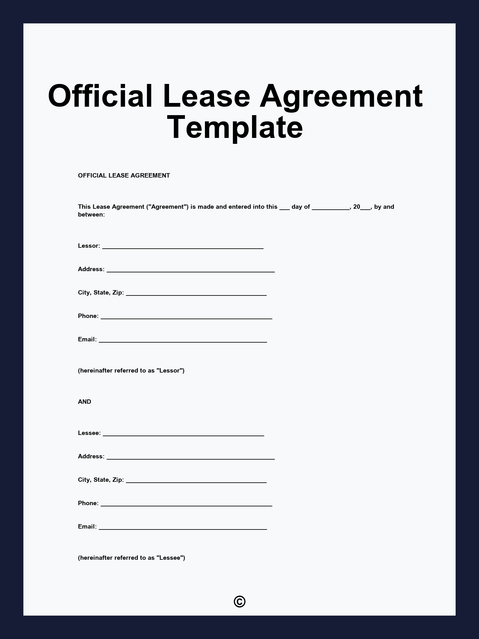 Official Lease Agreement Template