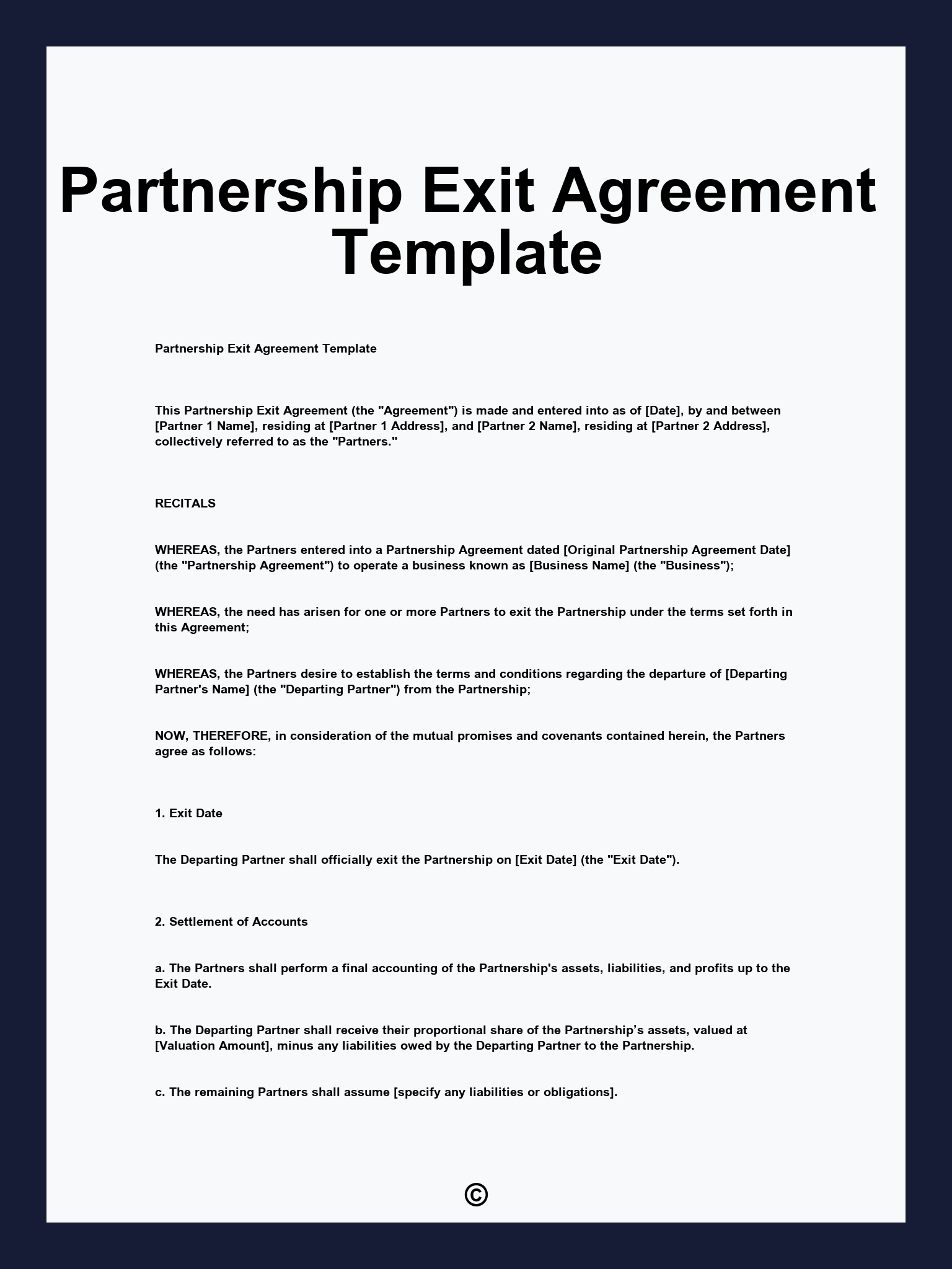 Partnership Exit Agreement Template