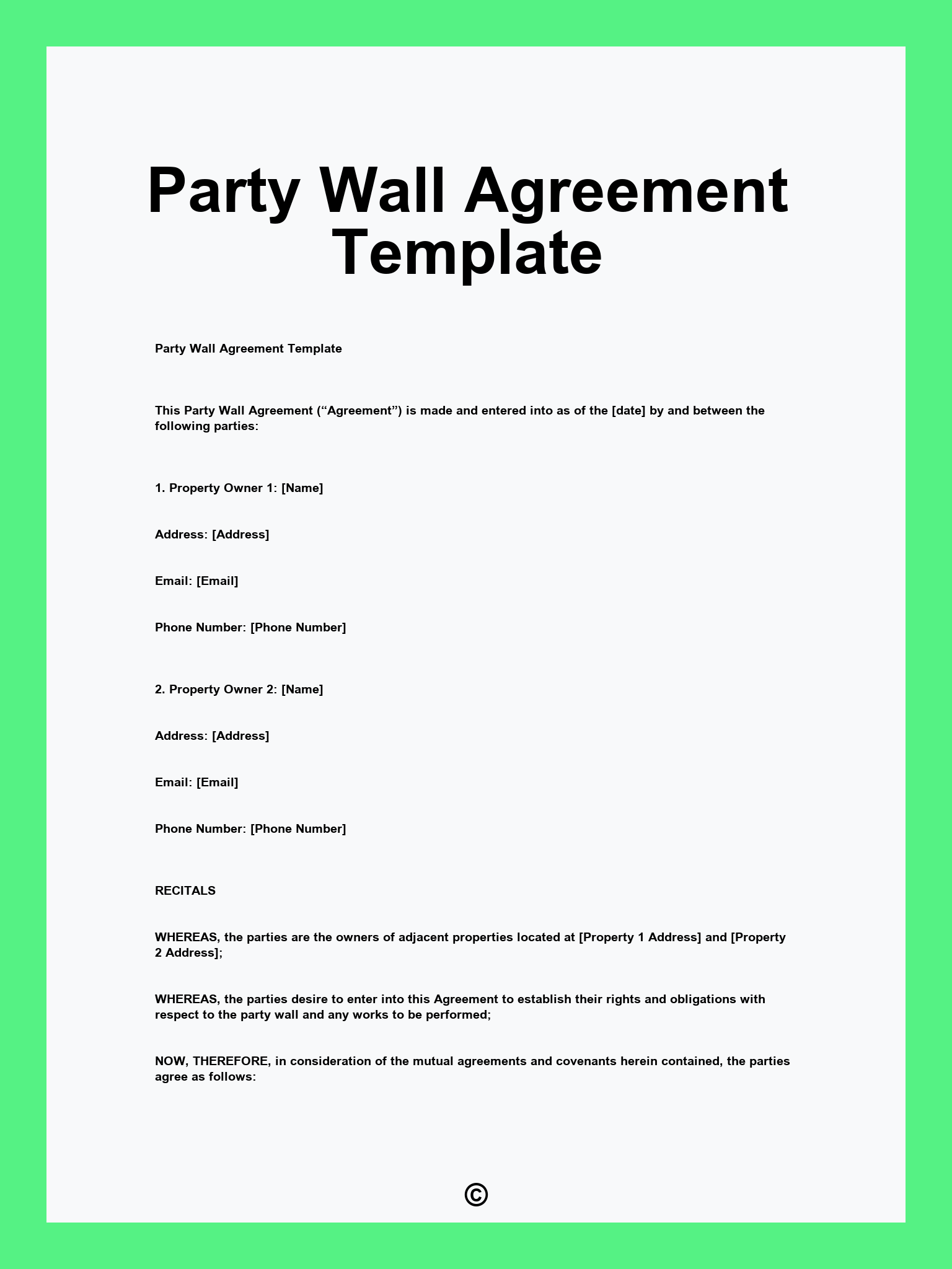 Party Wall Agreement Template