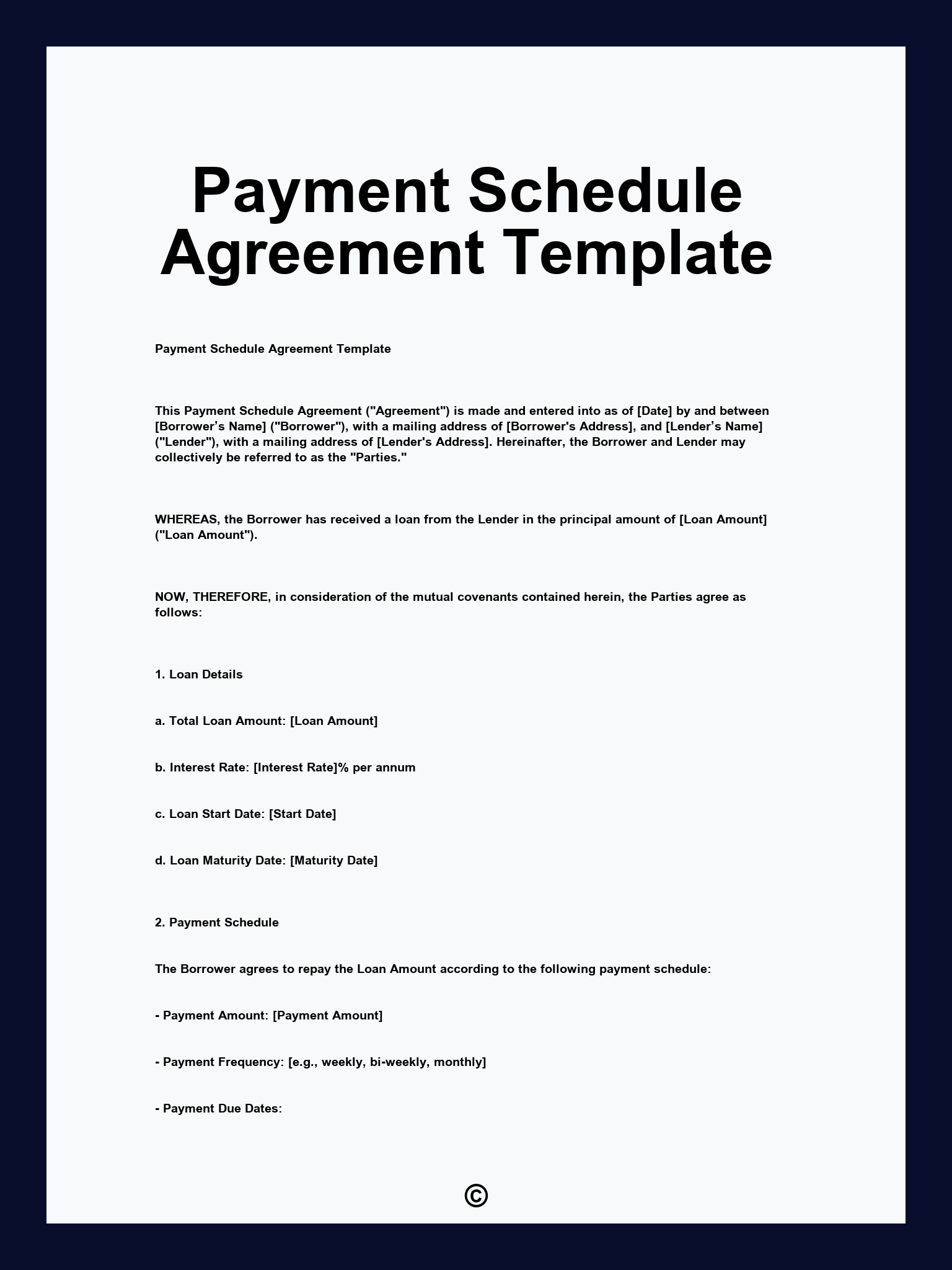 Payment Schedule Agreement Template