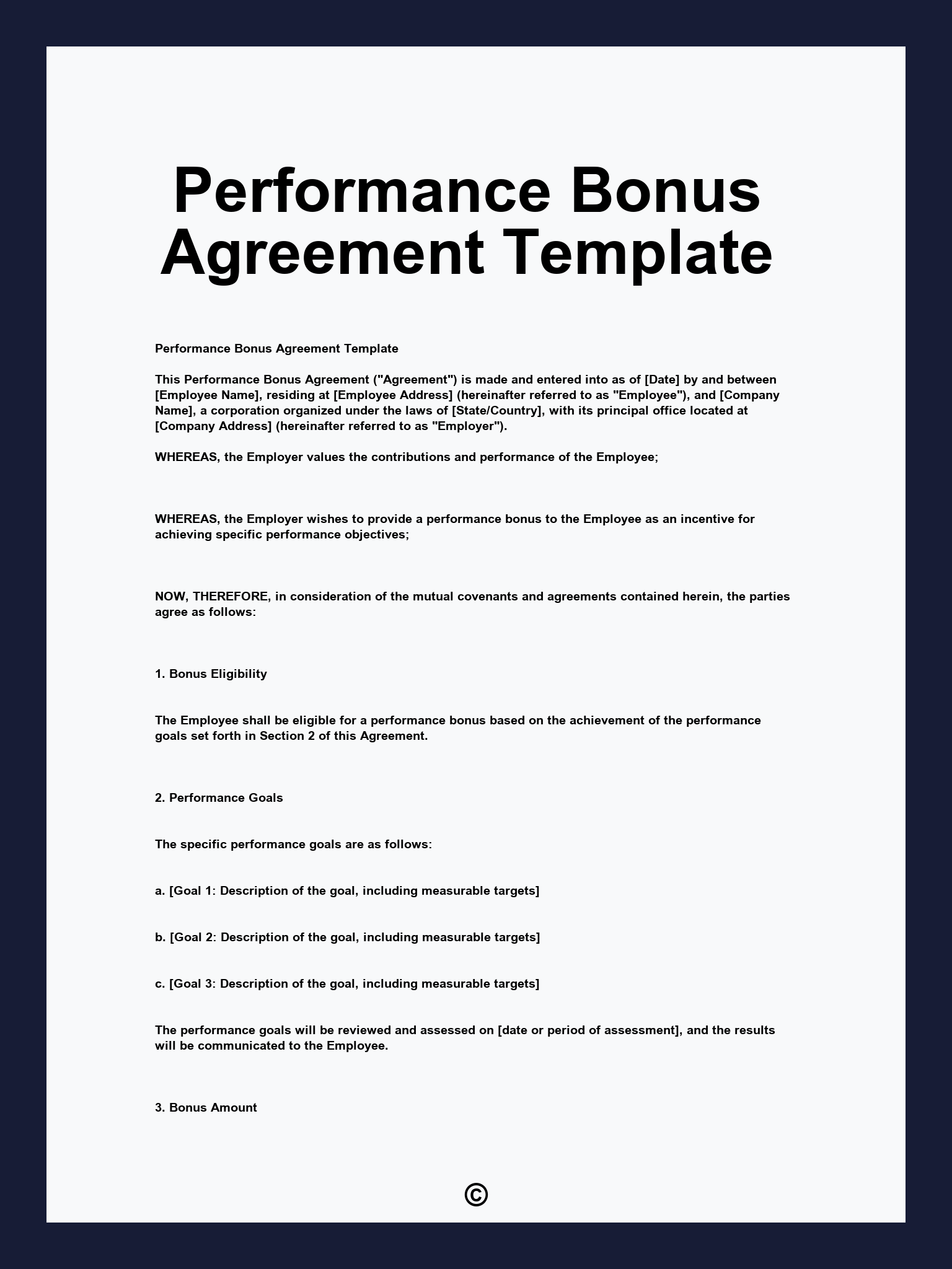 Performance Bonus Agreement Template