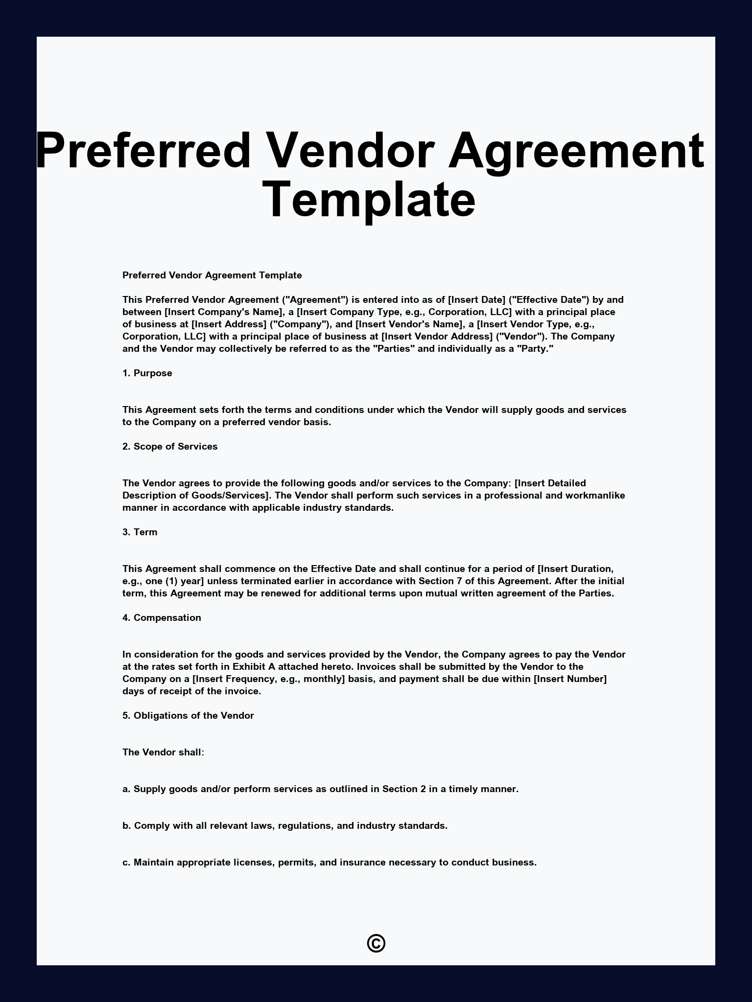 Preferred Vendor Agreement Template