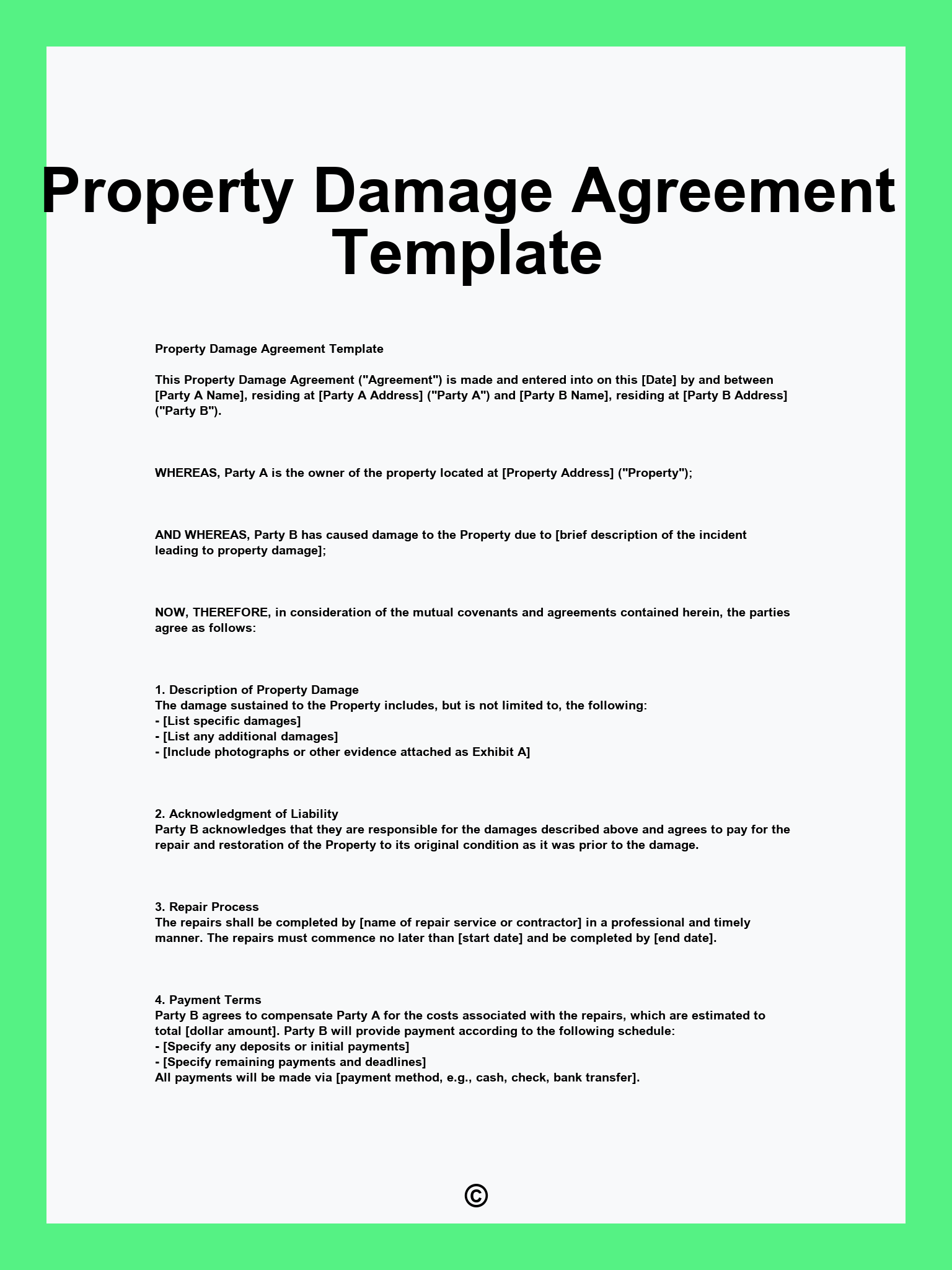 Property Damage Agreement Template