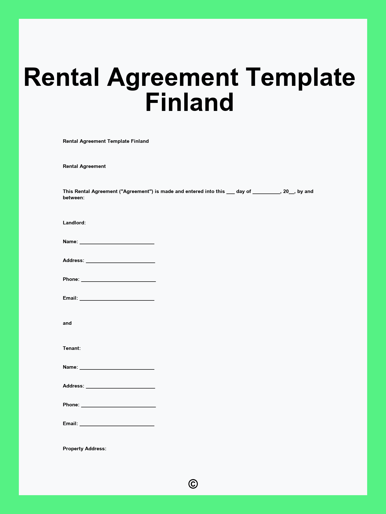 Rental Agreement Template Finland
