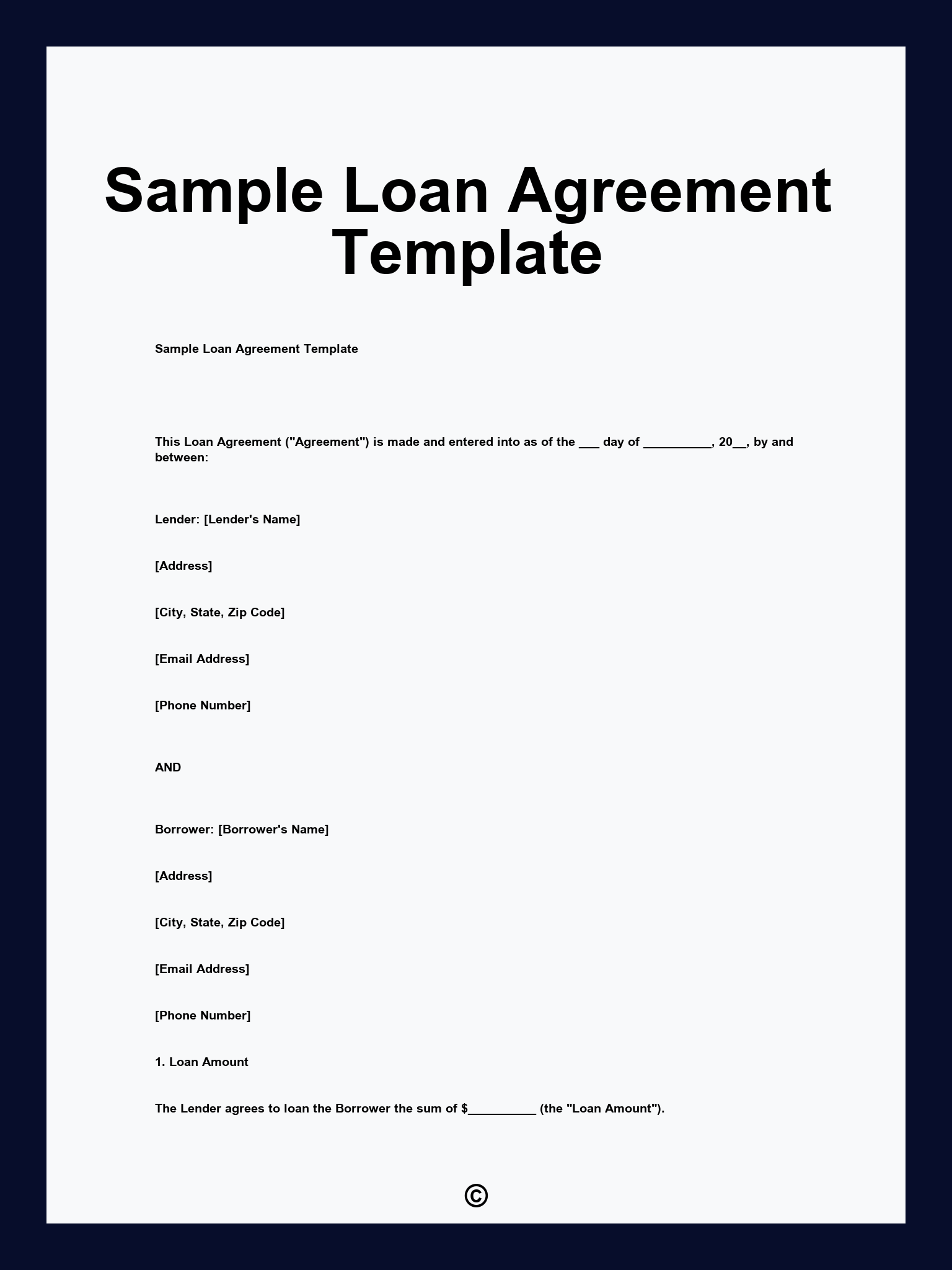 Sample Loan Agreement Template