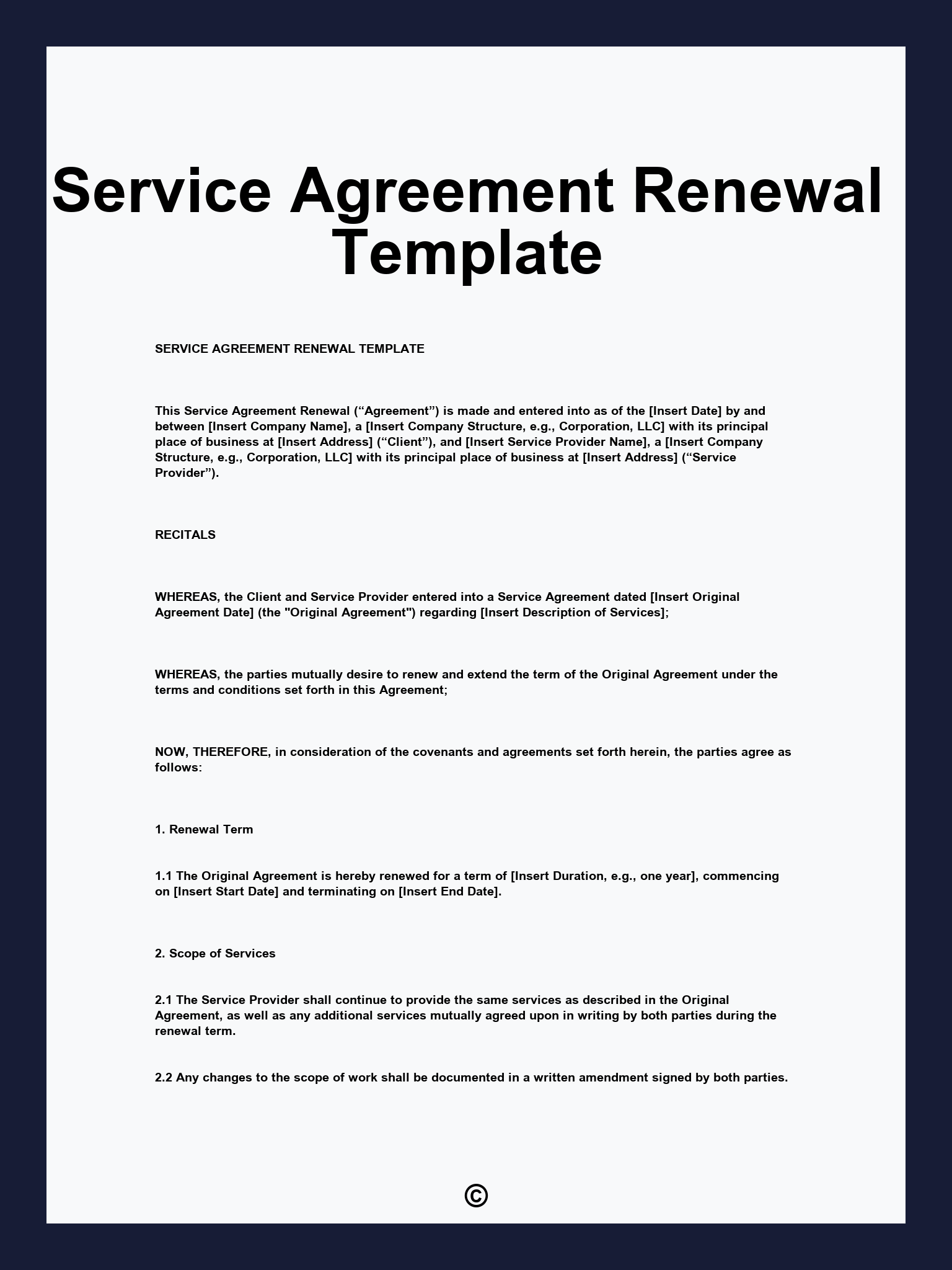 Service Agreement Renewal Template