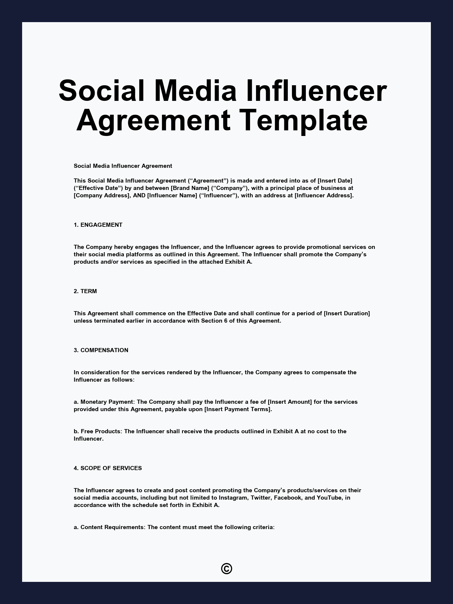 Social Media Influencer Agreement Template