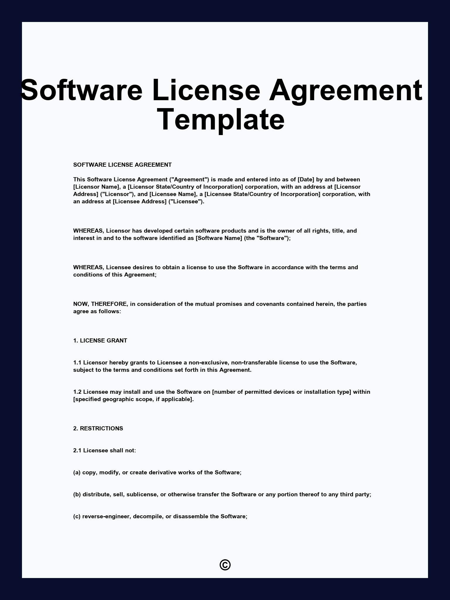 Software License Agreement Template