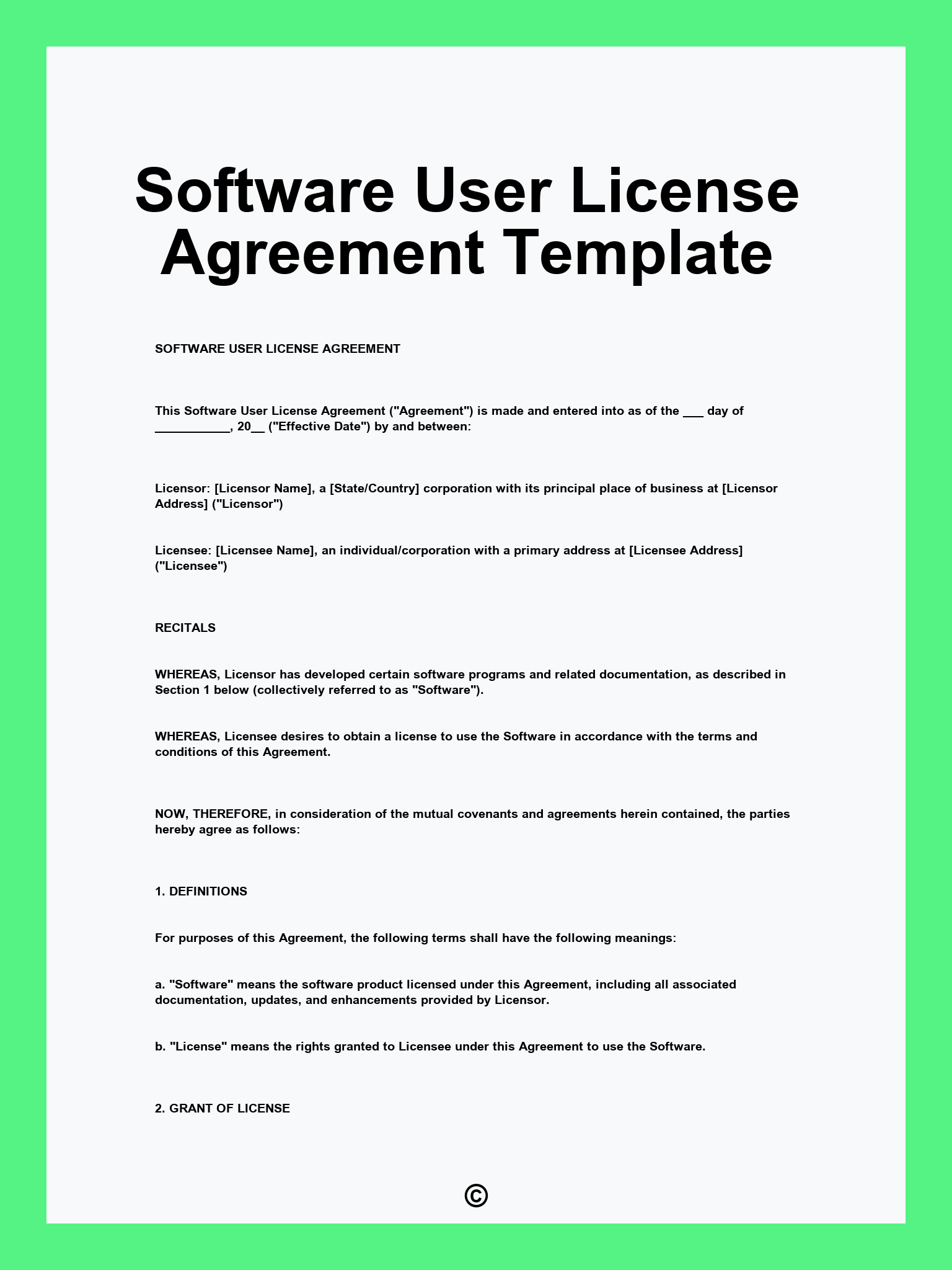Software User License Agreement Template