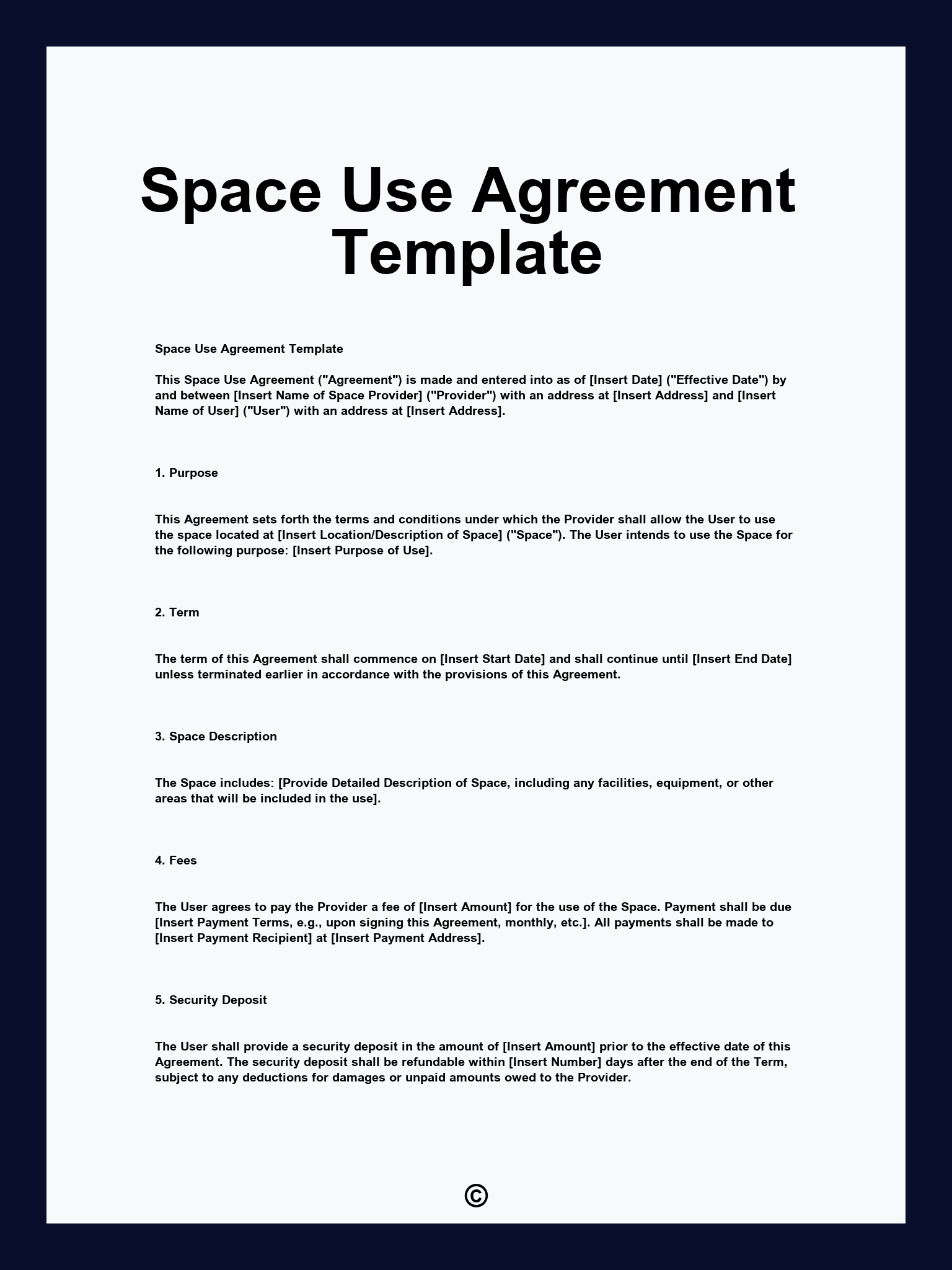 Space Use Agreement Template