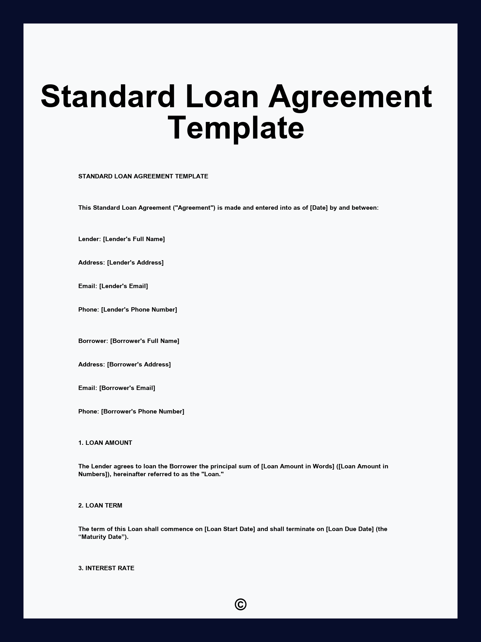 Standard Loan Agreement Template