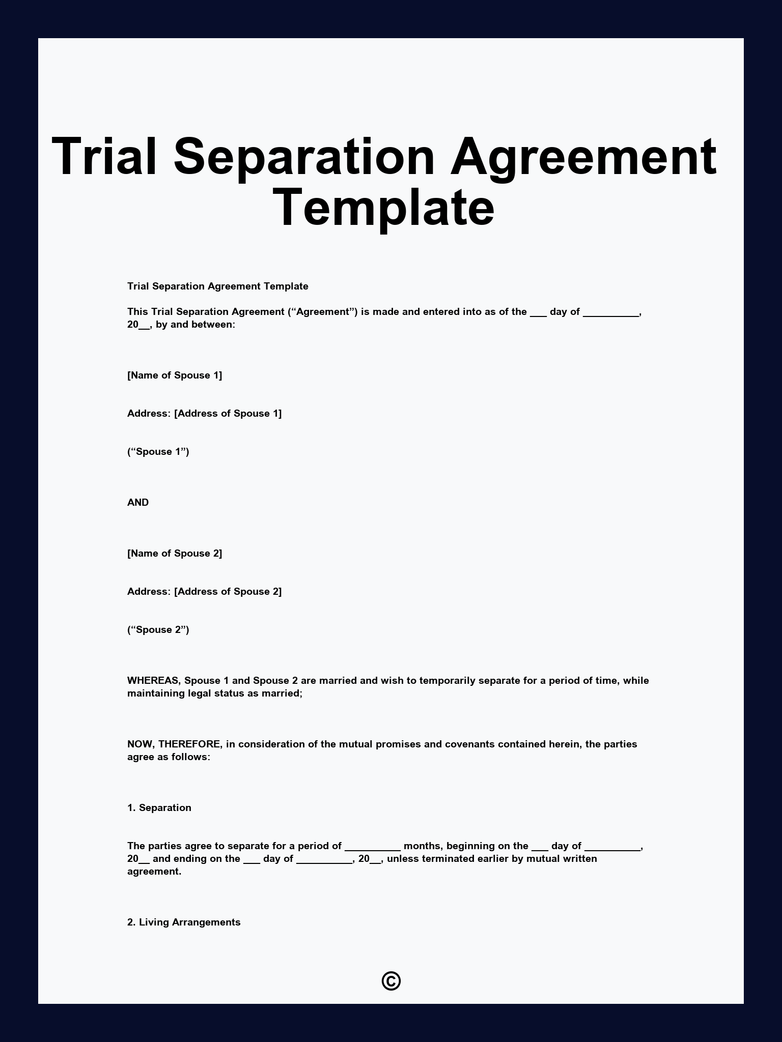 Trial Separation Agreement Template