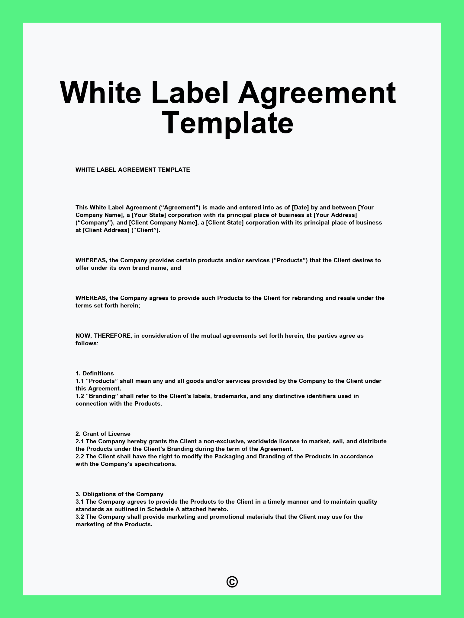 White Label Agreement Template