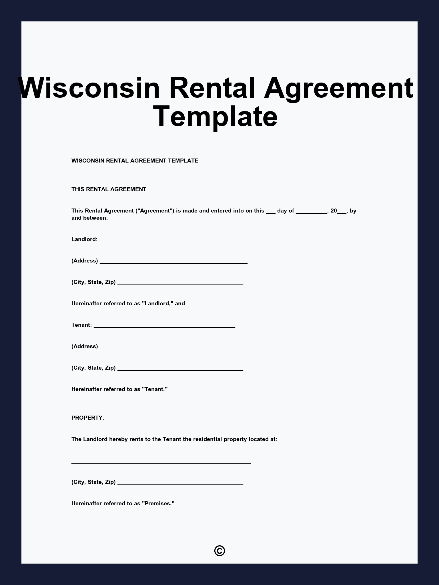 Wisconsin Rental Agreement Template